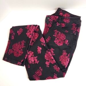 Material Girl Floral Print on Black Jeggings Skinny Jeans (Junior Size 5)